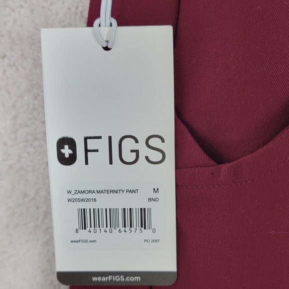 Figs Burgundy Zamora Maternity Jogger Scrub Pants Sz M NEW - Picture 8 of 14